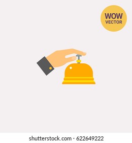 Male hand pressing service bell icon