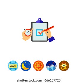 Male hand setting deadline time icon