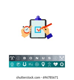 Male hand setting deadline time icon