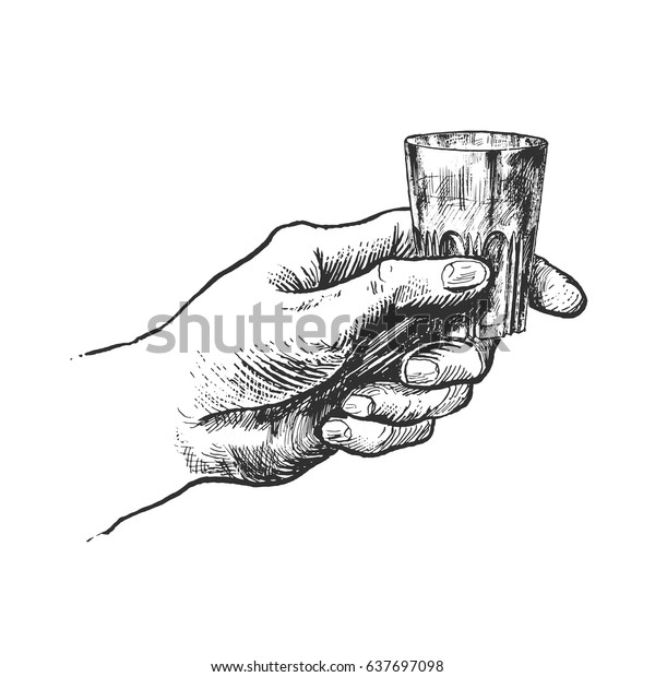 Male Hand Shot Alcohol Vintage Stylized Stock Vector (Royalty Free ...