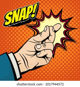 Male hand and snapping finger magic gesture  Its easy vector concept in pop art style  Finger snap gesture  snapping click gesturing expression  vector illustration