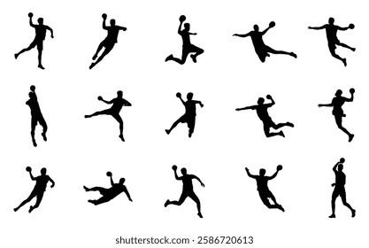 Male handball player silhouette vector