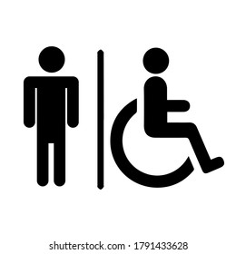 Male / Handicap toilet sign, vector illustration isolated on white background