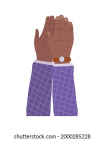 male hands applauding on white background