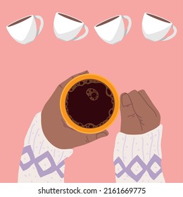 male hands with cup of coffee design