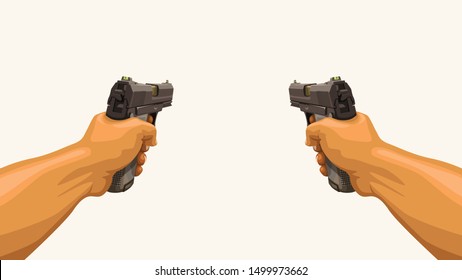 Male Hands Holding Two Guns