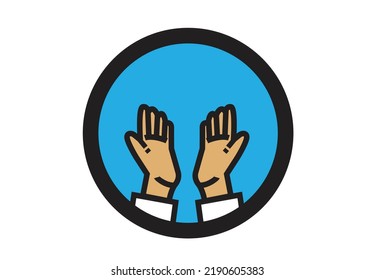 Male hands in islamic praying form. Editable Clip Art.