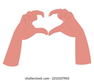 Male hands making a heart shape with fingers. Vector love isolated flat illustration.