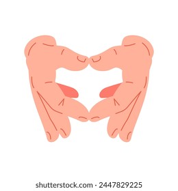 Male hands showing heart shape love romantic gesture icon vector flat illustration. Human cartoon arms gesturing amour enamored relationship Valentine's Day body language charity figure expression