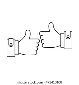 Male hands showing Ok sign icon in outline style on a white background vector illustration