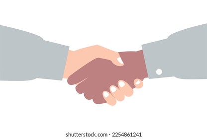 Male handshake, business greeting, hands vector illustration