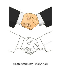 Male handshake. Eps10 vector illustration. Isolated on white background