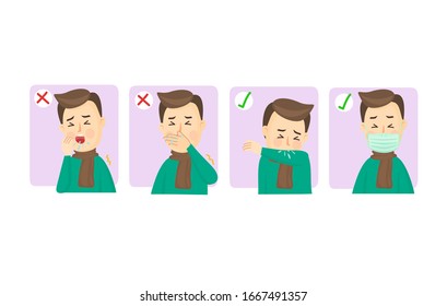 Male Have A Cough Vector