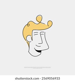 male head drawing minimalist designs with simple line art vector graphics. Perfect for logos, prints, and digital projects. Stylish, modern, elegant stock designs for creative inspiration