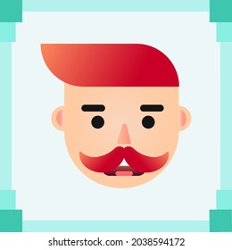 Male head flat design vector illustration