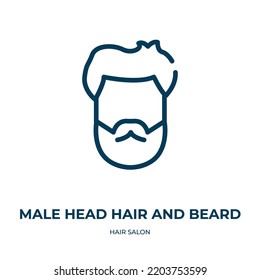 Male head hair and beard icon. Linear vector illustration from hair salon collection. Outline male head hair and beard icon vector. Thin line symbol for use on web and mobile apps, logo, print media.