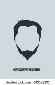 Male head hair and beard icon, Vector