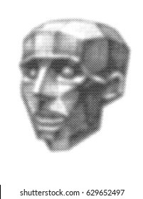  Male head. Halftone. Stylized vector illustration