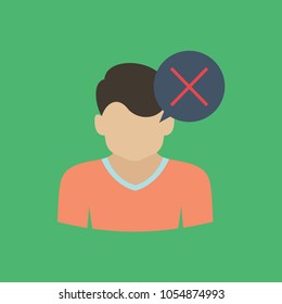 male head icon with decline sign
