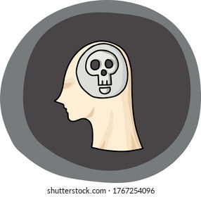 Male head icon with a skull instead of the brain.