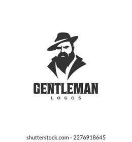 male head logo illustration design,gentleman logo design illustration