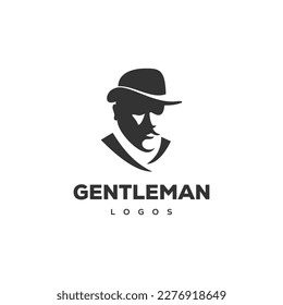 male head logo illustration design,gentleman logo design illustration