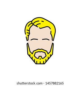 Male head portrait line icon. Blonde beard man symbol. Vector illustration.