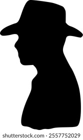 Male head portrait in profile. Black silhouette on white background. Vector image.