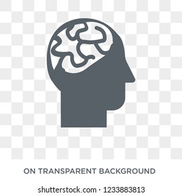Male head side view with brains icon. Trendy flat vector Male head side view with brains icon on transparent background from Human Body Parts collection. High quality filled Male head side view with