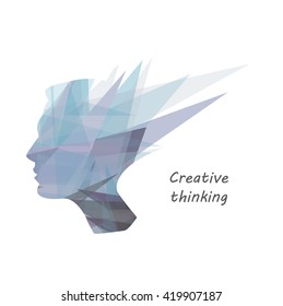 male head silhouette, concept of creative thinking, intellectual property, education