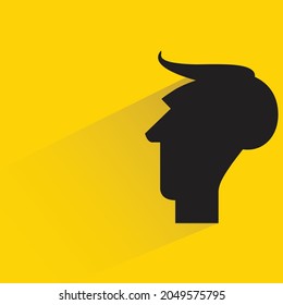 male head silhouette with shadown on yellow background