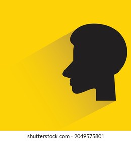 male head silhouette with shadown on yellow background