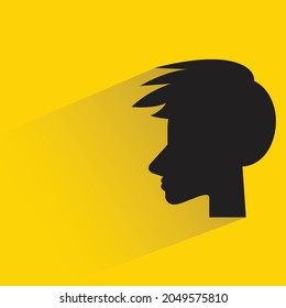 male head silhouette with shadown on yellow background