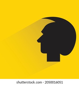 male head silhouette with shadown on yellow background