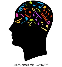 Male Head Silhouette Thinking Music Stock Vector (Royalty Free) 62916649