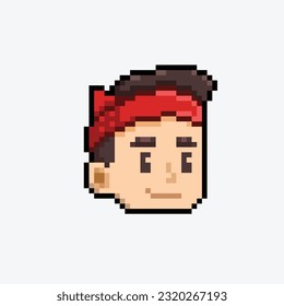 male head wearing red headband in pixel art style