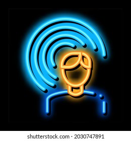 Male Hearing neon light sign vector. Glowing bright icon Male Hearing sign. transparent symbol illustration