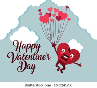 Male heart cartoon design of happy valentines day love passion romantic wedding decoration and marriage theme Vector illustration
