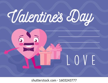 Male heart cartoon design of happy valentines day love passion romantic wedding decoration and marriage theme Vector illustration