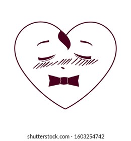 Male heart cartoon design of love passion romantic valentines day wedding decoration and marriage theme Vector illustration