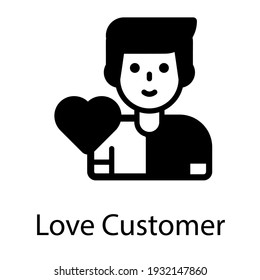 Male with heart  love customer icon