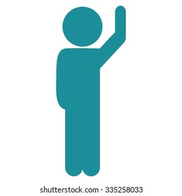 Male Hello vector icon. Style is flat symbol, soft blue color, rounded angles, white background.