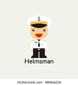 Male Helmsman Icon. Helmsman concept colorful icon on white background. Vector illustration