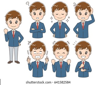 Male high school students have different expressions