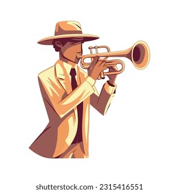 Male holding brass instruments playing in celebration icon