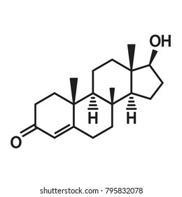Male hormone testosterone molecular structural chemical formula. Vector icon. 