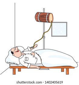 male at hospital, funny vector illustration