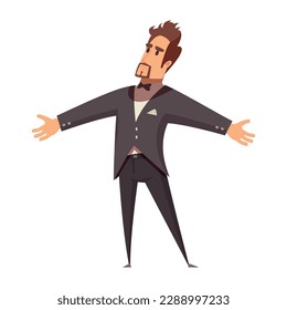 Male host singer or musician wearing black suit vector illustration