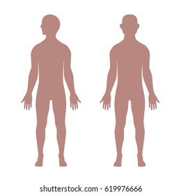 Male Human Body Anatomical Shapes. Man Silhouette. Vector Illustration Flat Design.