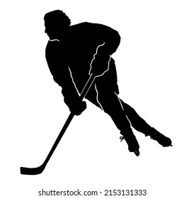 male ice hockey player vector silhouette illustration 